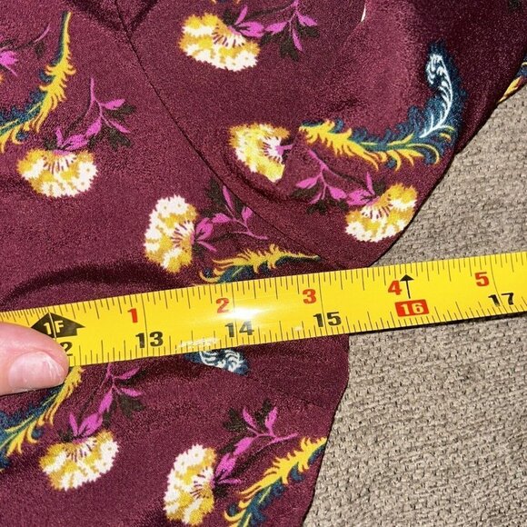 Banana Republic Purple Floral Long Sleeve Pleated Button Up Dress 0 Petite - Picture 9 of 9